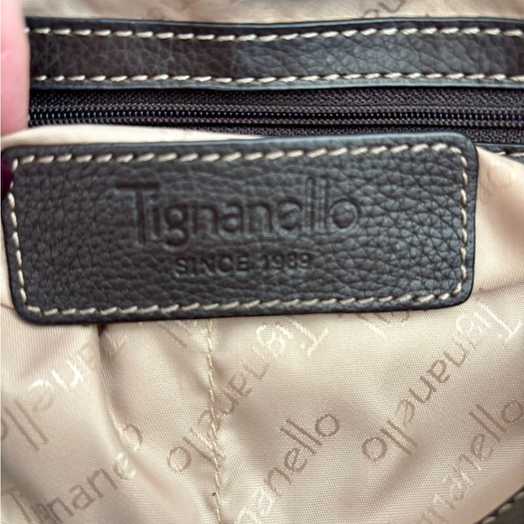 Tignanello Brown Pebbled Leather Hobo Shoulder Bag - Picture 6 of 7